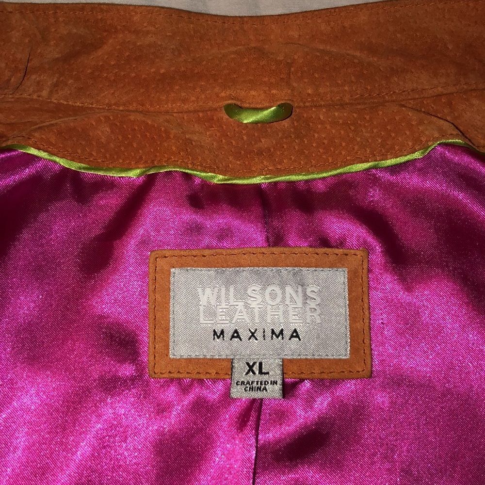 Wilsons Leather XL Burnt Orange Genuine Suede Leather Jacket - Picture 16 of 17